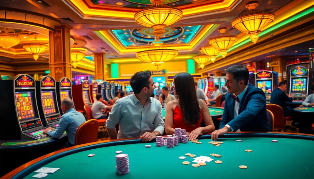 At https://rr88.auction/, celebrate a thrilling casino win with players, tables, and vibrant slot machines.