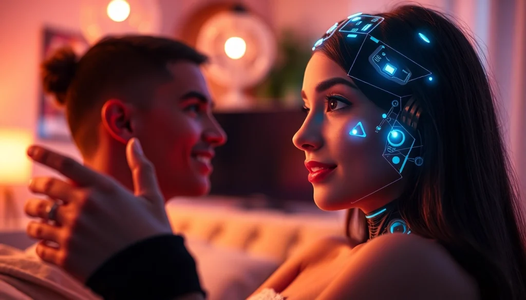 Engaging AI porn chat interaction in a cozy digital setting.